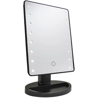 Image of Marco Paul Black Table Top Magnifying Hollywood Style Vanity Mirror Shaving Mirror, Light Up Illuminated Dressing LED Cosmetic Battery Operated 16 LEDs (Black)