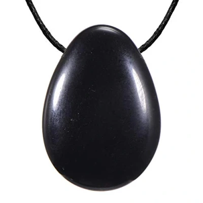 Image of Morella Women&#039;s Necklace 31.5 inch 80 cm gem Stone Drop Pendant Black Obsidian in a Velvet Bag