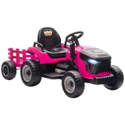 Image of Ride on Tractor and Trailer, 12V Electric Tractor, Pink Aiyaplay
