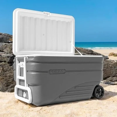 Image of FORZA IceGuard Wheeled Cooler Box Portable Ice Chest with Handle &amp; Wheels Keeps Contents Cold for 72 Hours Ideal Beach, BBQ or Team Sports [20L 41L 47L 98L] (98L Capacity)