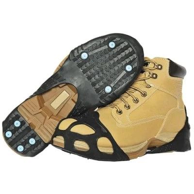 Image of Due North All Purpose Industrial Traction Aids, Anti Slip Winter Boot Snow Shoe Grips, Ice Grippers Rubber Overshoe Cleats with Tungsten Carbide Spikes, Large, APINDUSTRIAL L V3550370