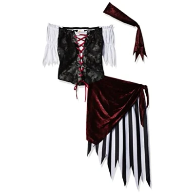 Image of California Costumes 01441XS Pirate Beauty Adult Woman Costume Sized, Black/White, XS