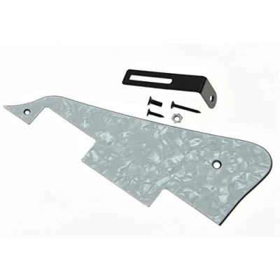Image of Dopro White Pearl LP Guitar Pickguard with Black Bracket for Epiphone Les Paul