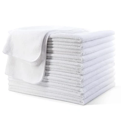 Image of POLYTE Professional Quick Dry Lint Free Microfibre Hair Drying Salon Towel, 40x73 cm, 12 Pack (White)