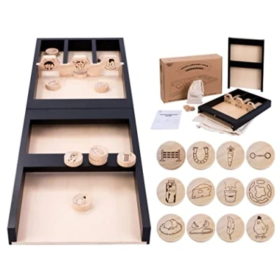 Image of Engelhart 340660 Wooden Suffleboard FARM 2 pcs 80cm Incl Cotton Storage Bags Children + 4 years