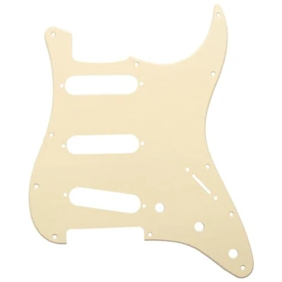 Image of Musiclily 11 Hole SSS Strat Pickguard Scratch Plate for Fender USA/Mexican Standard Stratocaster Modern Style Electric Guitar, 1Ply Cream