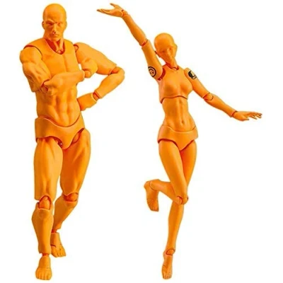 Image of ausuky 2 Pcs PVC Mannequins Human Artist Mannequin With Stand Art Body Drawing Tool Person(Male &amp; Female) (pure)