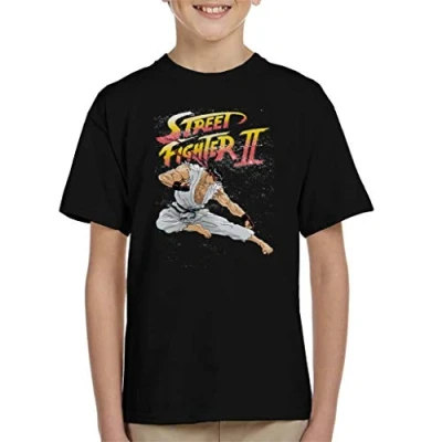 Image of Cloud City 7 Street Fighter II Ryu Kick Kid&#039;s T Shirt Black