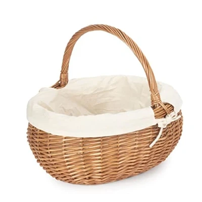 Image of Red Hamper C045W Wicker Large Deluxe Shopping Basket With White Lining