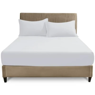 Image of GC GAVENO CAVAILIA Easy Care Polycotton Fitted, Plain Dyed Bed Sheets OR Housewife Pillowcases 2 Pack, White, Super King