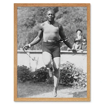 Image of Wee Blue Coo Vintage Jack Johnson Skip Boxer Sport Art Print Framed Poster Wall Decor 12X16 Inch