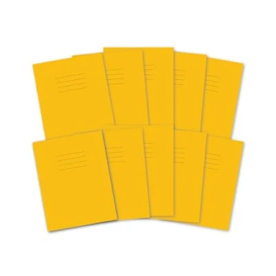 Image of Hamelin A5 Exercise Books, 48 Pages, Yellow, Pack of 10 for School, 8 mm Ruled and Margin (9 x 7&quot;)