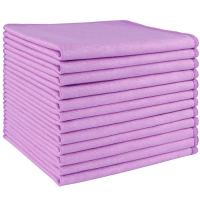 Image of HOMEXCEL Microfibre Glass Cleaning Cloths 12 PK, Lint Free Streak Free, Reusable Cloth for Windows, Glasses, Mirrors, Screens, Stainless Steel, and More Purple 30X30 CM