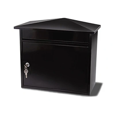 Image of Burg Wachter MB15BK Mersey Large Wall Mounted Galvanised Steel Post Box , Black 36x35x20cm