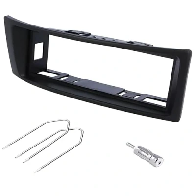Image of Sound way Single DIN Car Radio Installation Kit, 1 Front Panel Frame, Facia Adaptor, Antenna Adapter, Release keys, compatible with Renault Megane Scenic