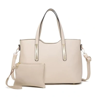 Image of Miss Lulu Tote Bag for Women Small Handbags with Clutch Ladies Top Handle Shoulder Travel Business Work(Beige)