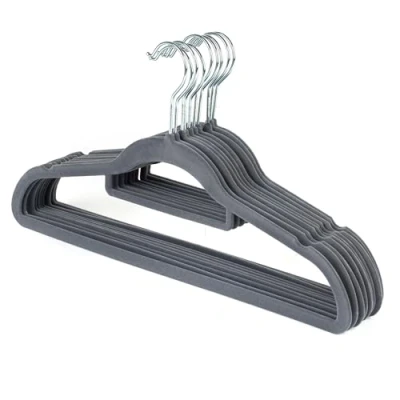 Image of Kleeneze COMBO 9051 40 Pack Velvet Hangers Easy Grip Coating, Space Saving Design, Indents to Hang Delicates, Trouser Suit Bar Hangers, Multipurpose Garment Holders, Black