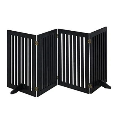 Image of Relaxdays Safety Gate for Children &amp; Pets, with Feet and Floor Protectors, Free Standing Barrier, 92 x 206.5 cm, Black