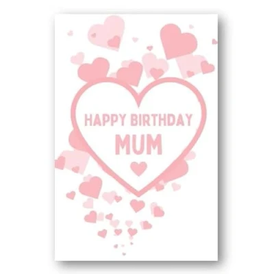 Image of Second Ave Mum Pink Hearts Love Cute Happy Birthday Card Greetings For Her