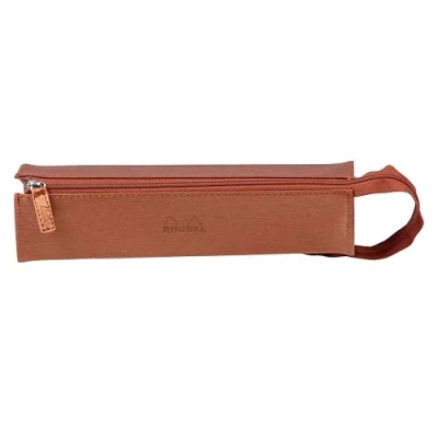 Image of RHODIA 319039C pencil case Rhodiarama Copper 23x5x5 cm Flat opening for use as a Faux leather Storage pens, pencils, markers, small supplies