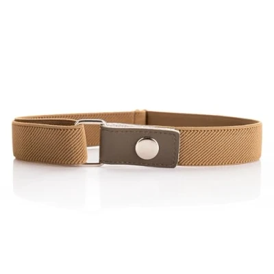 Image of Olata Children’s Stretch Elasticated Adjustable Belt with Snap Fastening, 1 6 years. Cream