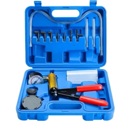 Image of DASBET 2 in 1 Brake Bleeder Kit with Hand Held Vacuum Pump Tester 16PCS Clutch Tool Adapters One Man and Bleeding System for Automotive (Blue)