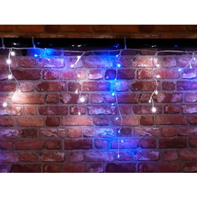 Image of Christmas Concepts® 720 Blue &amp; White LED Snowing Icicle Lights 23.8m (78ft) Length Speed Controller Energy Efficient Lighting