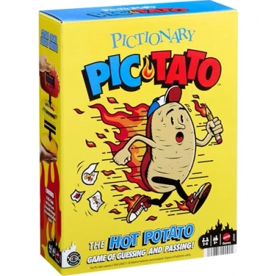Image of Mattel Games Pictionary Pic Tato Hot Potato Game, Talks and Plays Music, Family Game for Kids, Adults Night with Erasable Markers Boards, JDX95