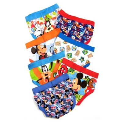 Image of Disney Boys&#039; Mickey Mouse 100% Combed Cotton Briefs Available in Sizes 2/3t, 4t, 4, 6 and 8 Underwear, Multi, 4 Years (Pack of 7)