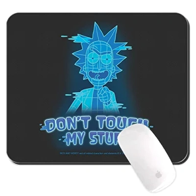 Image of ERT GROUP Original and Officially Licensed By Rick Morty Mouse Pad for PC, Pattern 028 Black, Computer Mat, Non Slip, 220 mm x 180