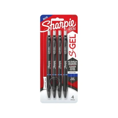 Image of SHARPIE S Gel Retractable Pen, Fine Point, Blue Ink, 4/Pack (2116200)