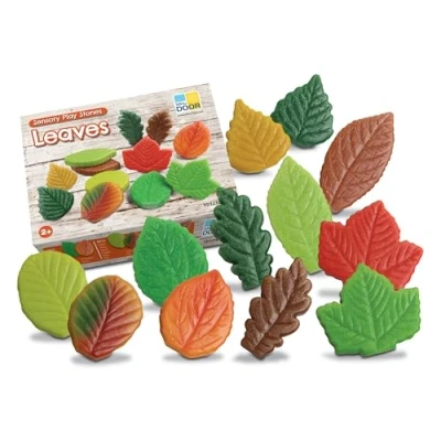 Image of Yellow Door Sensory Play Stones Leaves Set of 12 Realistic Toy Fake Leaf for Small World Pretend Learn about Seasons Early Educational Learning Mud Kitchen Outdoor Toys