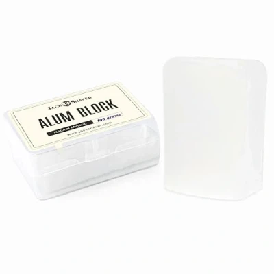 Image of Jack Shaver® Natural Alum Block in Plastic Case (100 g./3.5 oz.) Aftershave Blood Stopper Antiseptic Astringent Soothing Solution for Shaving Razor Burn Relief