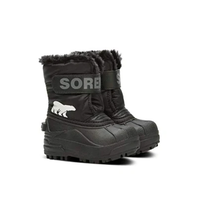 Image of Sorel Unisex Kids Snow Commander Winter Boots, Black X Charcoal Toddler, 6 UK