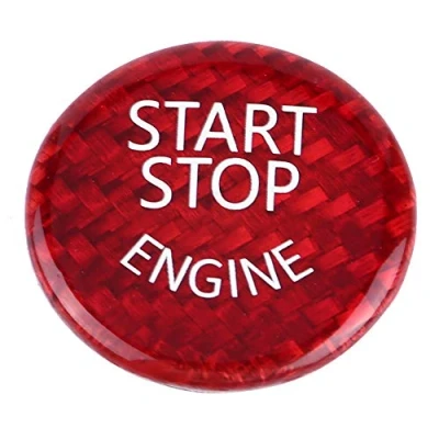 Image of Start Button Cover, Red Carbon Fiber Car Engine Stop Switch Cover for B M W 1 7 Series X1 X3 X6