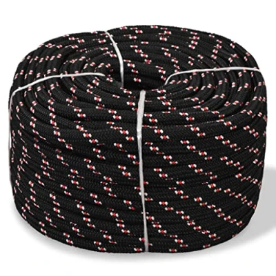 Image of vidaXL Marine Rope Versatile Use for Sailing, Boating, Yachting 100% Durable Polypropylene Material Resistant to Weather and Wear 500 Meter Length 8 mm Thickness Black