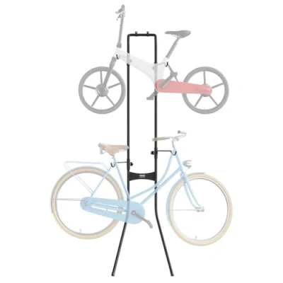 Image of VEVOR 2 Bike Storage Rack, Free Standing Gravity Wall Vertical Fully Adjustable Rack Garage, Sturdy Steel &amp; Easy Assemble, for Living Room, Shed, Holds Up to 90 lbs Black
