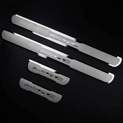 Image of 4 pcs Stainless Steel Car Door Sill Protector Strips for K ia Picanto GT Line 2013 2020, Kick Plates Scuff Guard Threshold Styling Decoration Accessories
