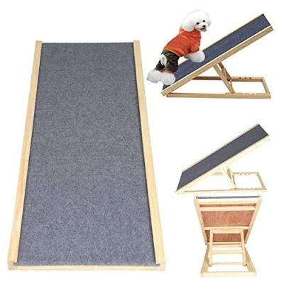 Image of Jupitor Vehicle Ramps Dog Ladder for Stair Car Pet Puppy Ramp Safety Folding Solid Wooden Large Small Folds Flat Travel Sofa and Bed Adjustable Height 100 * 40cm