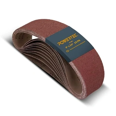 Image of POWERTEC 110000 Sanding Belts 60 Grit Aluminum Oxide Belt Premium Sandpaper for Portable Sander 10 Pack, 100 x 610 mm (4 24 Inch)