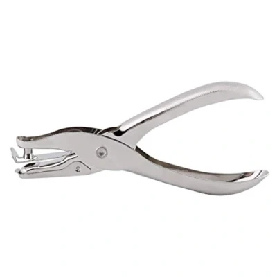 Image of Single Hole Punch,Metall Handheld 1 Punch One Pliers Stainless Steel Paper Puncher 6MM 8 Sheet Capacity Silver