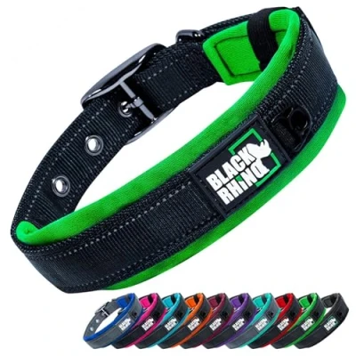 Image of Black Rhino The Comfort Collar Ultra Soft Neoprene Padded Dog for All Breeds Heavy Duty Adjustable Reflective Weatherproof (Small, Blue/Grey)