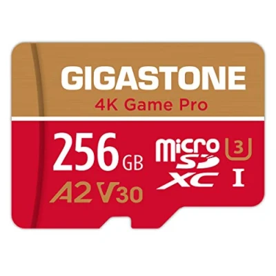 Image of Gigastone 256GB Micro SD Card, 4K Game Pro, Nintendo Switch Compatible, A2 Run App, Video Recording, R/W up to 100/60MB/s, SDXC UHS I V30 Class 10