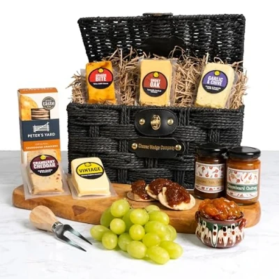 Image of Cheese Hamper Ideal Gift Set 5 Wedges + 2 Chutneys &amp; Crackers