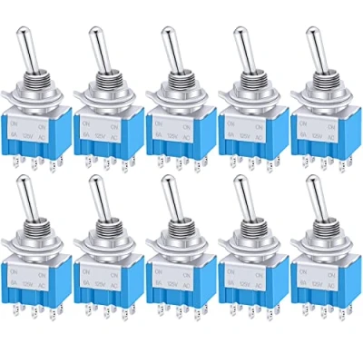 Image of Taiss/10 Pcs Toggle Switch AC 125V 6A Amps ON/ON 6 Terminals 2 Position DPDT MTS 202