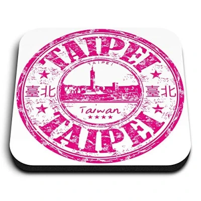 Image of 1 x Square MDF Fridge Magnet Taipei Taiwan Travel Stamp 5746