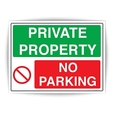 Image of Private Parking Signs Self adhesive Waterproof Vinyl No Driveway 150mm x 200mm V1181