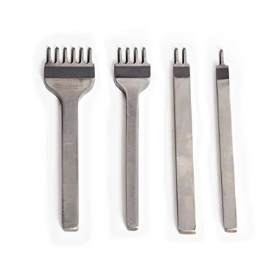 Image of DIY 4mm 1/2/4/6 Prong Metal Diamond Leather Craft Hole Punches Stitching Lacing Perforate Sew Tools(Set of 4)