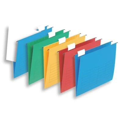 Image of Elba A4 Filing Cabinet Suspension Files, Assorted colours, Made from 100% Recycled Card, Pack of 5