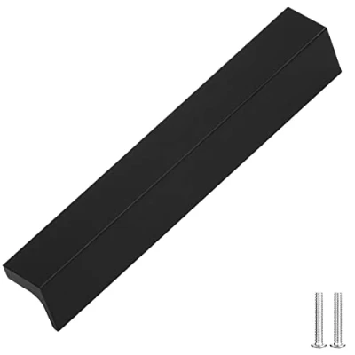 Image of Decoranddecor Contemporary Pull Handles Solid Metal for Cabinets (96mm Between Hole Centres, Matt Black)